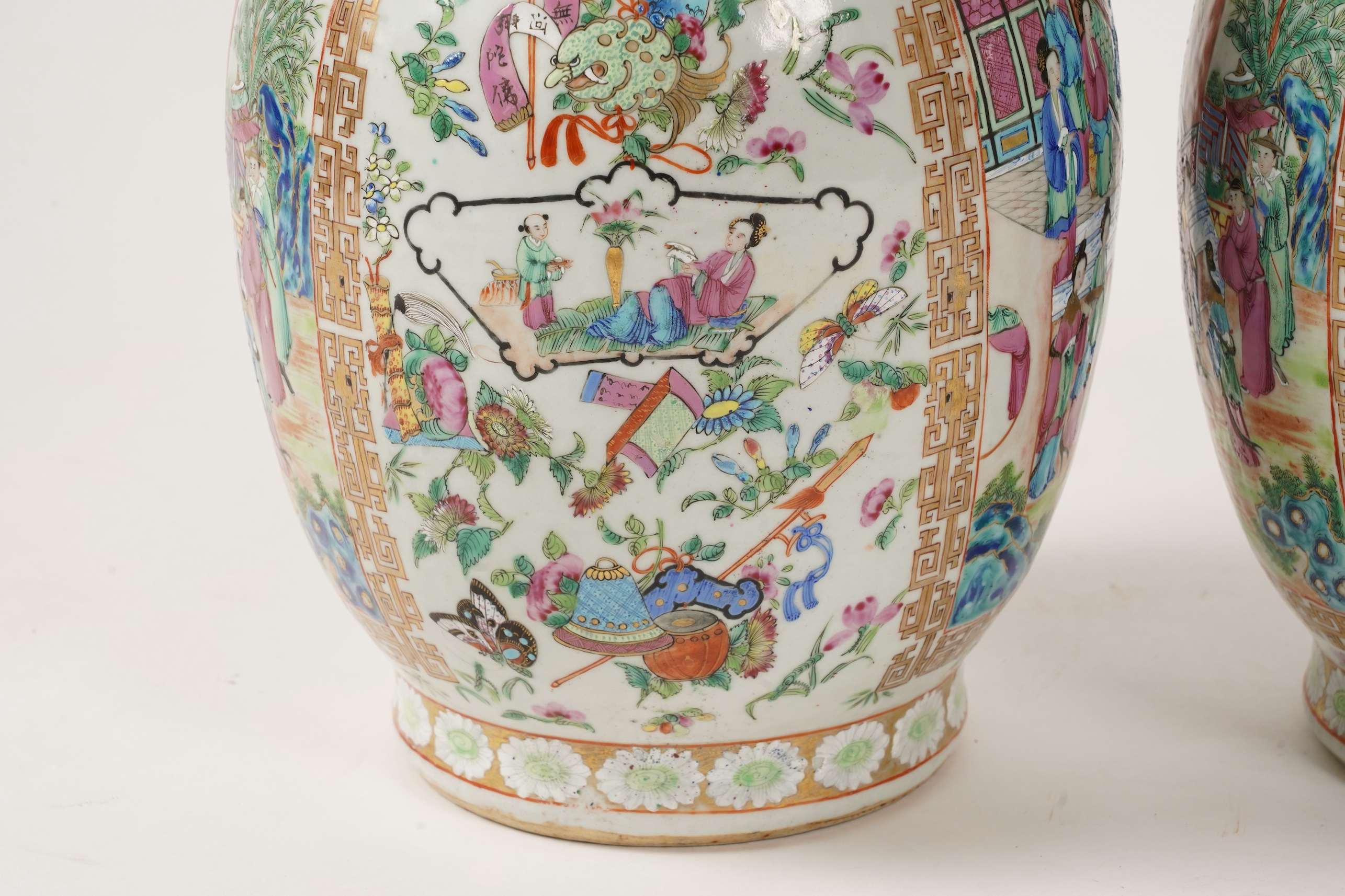 A pair of Chinese famille rose vases, Daoguang period, c.1830